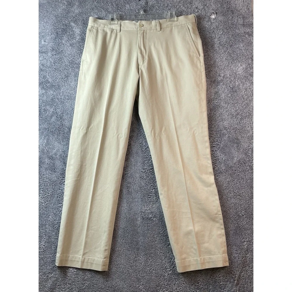 Polo Ralph Lauren Suffield Pants Size 36x32 Beige Flat Front Chino Khakis Preppy